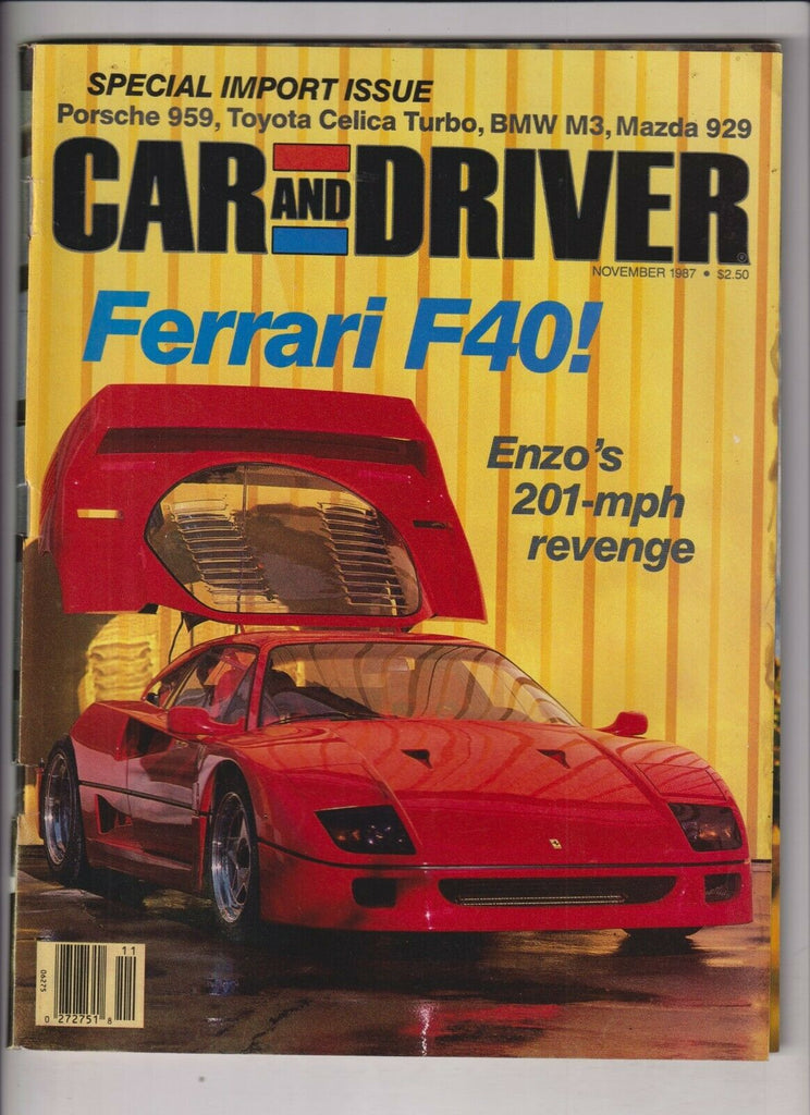 Car And Driver Mag Ferrari F40 Enzo's Revenge November 1987 121319nonr