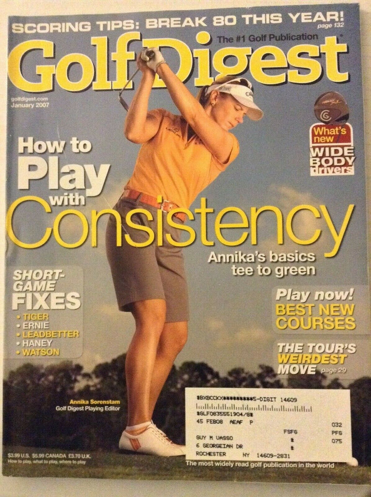 Golf Digest Magazine Annika Sorenstam Tiger Woods January 2007 031819nonrh