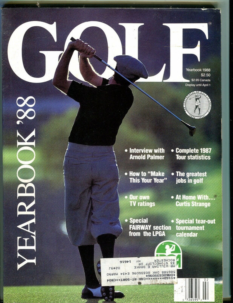 Golf Magazine 1988 Yearbook Arnold Palmer EX w/ML 051117nonjhe