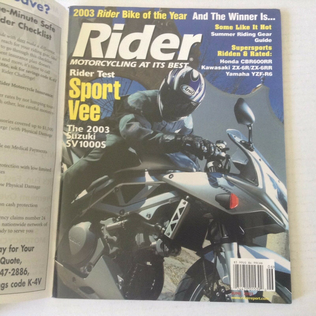 Rider Magazine Sport Vee Suzuki SV1000S June 2003 060117nonrh2