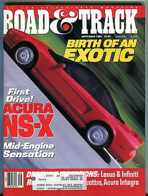 Road & Track Magazine September 1989 Acura NS-X Exotic VGEX 010416jhe2