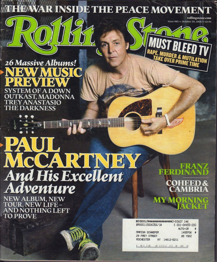 Rolling Stone October 20 2005 Paul McCartney, Franz Ferdinhand w/ML 082516DBE