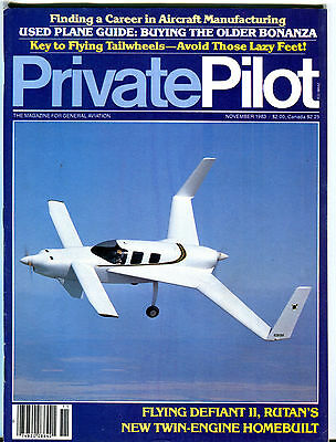 Private Pilot Magazine November 1983 Defiant II Twin-Engine VGEX 062116jhe
