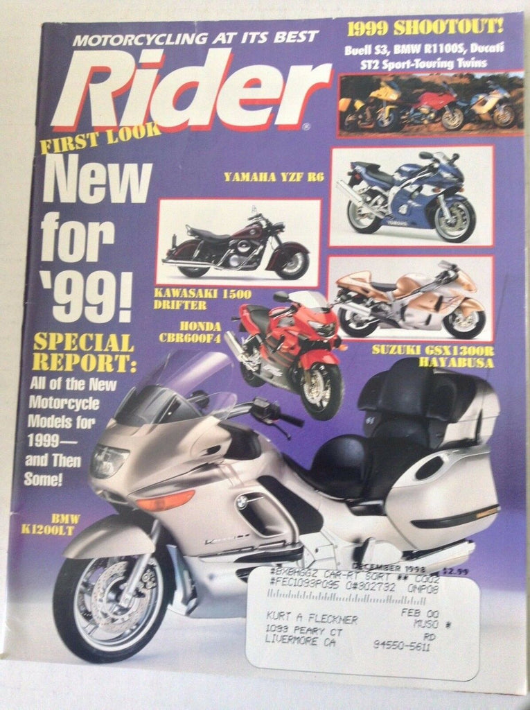 Rider Magazine Honda CBR600F4 Yamaha YZF R6 December 1998 051117nonrh2
