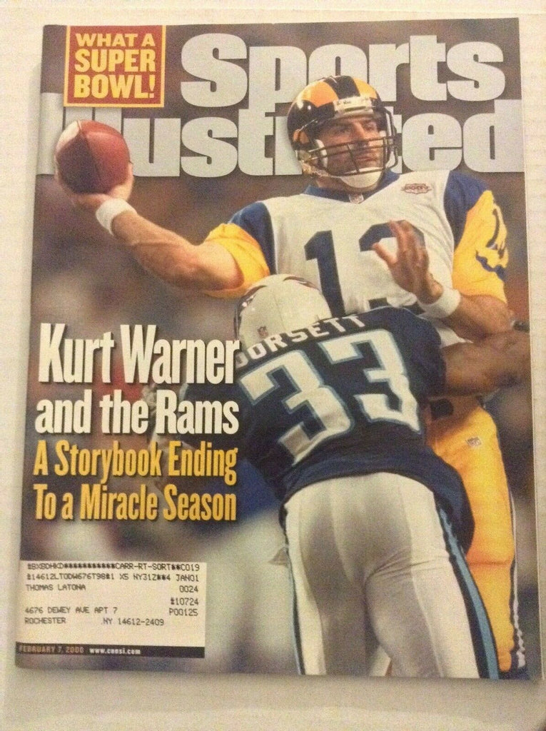 Sports Illustrated Mag Kurt Warner Rams February 7, 2000 082419nonrh
