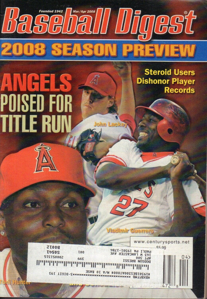Baseball Digest Magazine March/April 2008 Vladimir Guererro 101617nonjhe
