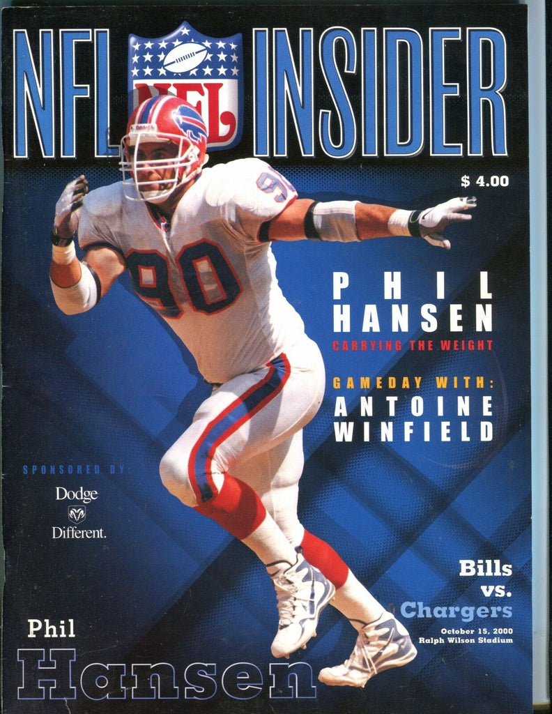 NFL Insider Magazine Bills vs. Chargers 2000 Phil Hansen EX 051717nonjhe