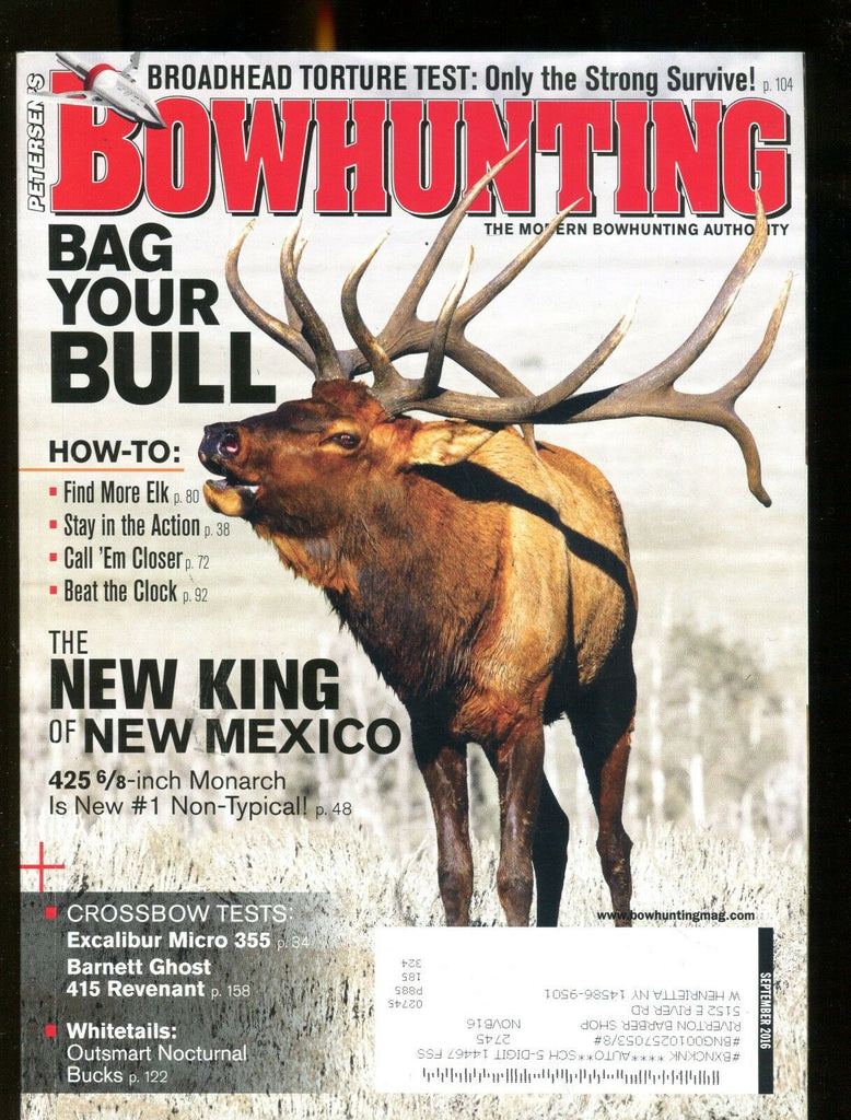 Bowhunting Magazine September 2016 EX w/ML 012617jhe