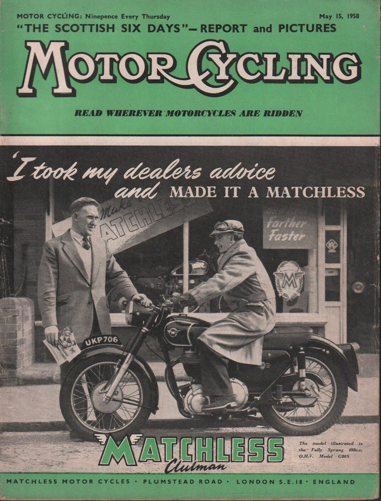 Motor Cycling May 15 1958 Matchless 498cc OHV Model G80 071717DBE