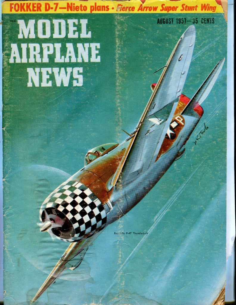 Model Airplane News Magazine August 1957 P-47 Thunderbolt GD 041217nonjhe