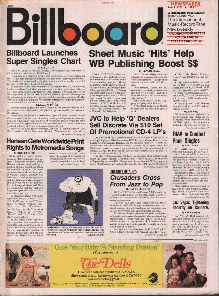 Billboard June 9 1973 Spooky Tooth, The Dells, RIAA 062817nonDBE