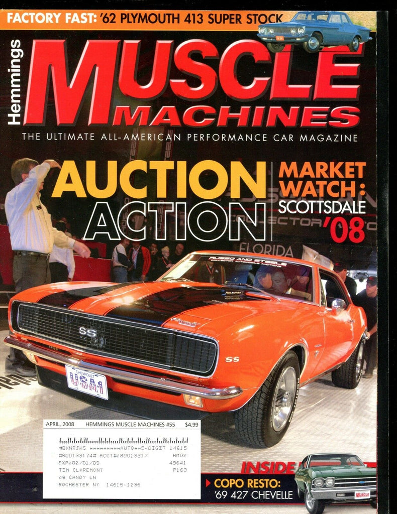 Muscle Machines Magazine April 2008 Auction Action EX w/ML 011917jhe