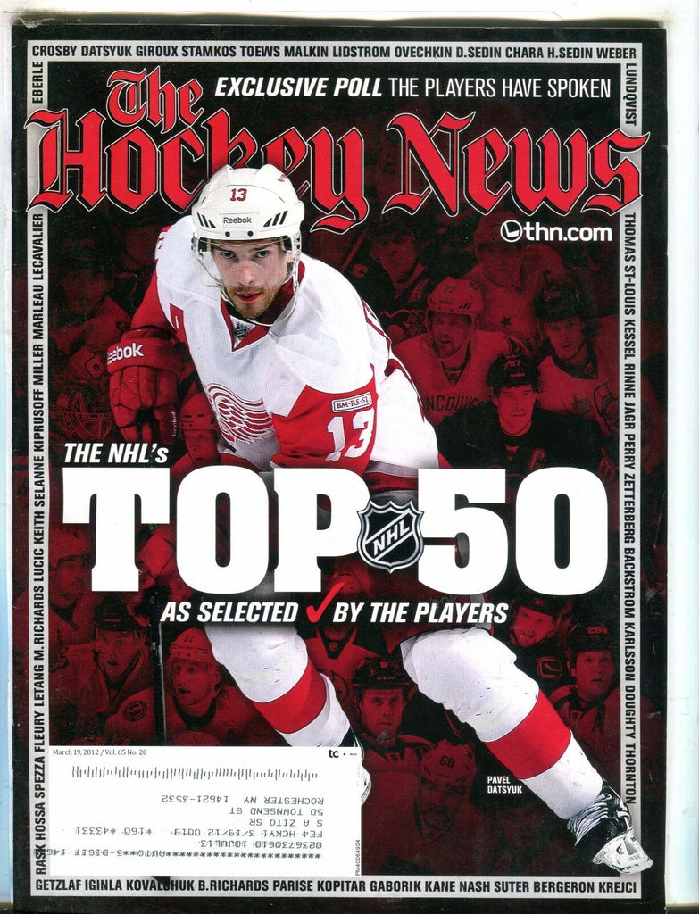 The Hockey News Magazine March 19 2012 Pavel Datsyuk EX w/ML 052217nonjhe