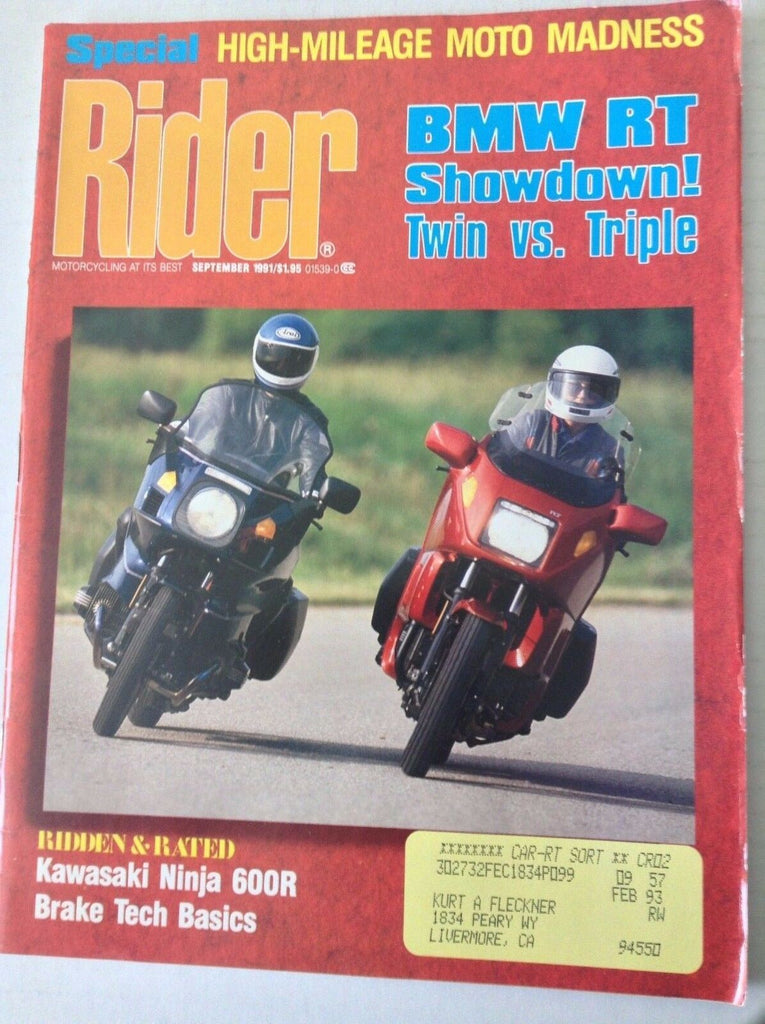 Rider Magazine BMW RT Twin Vs. Triple September 1991 051117nonrh