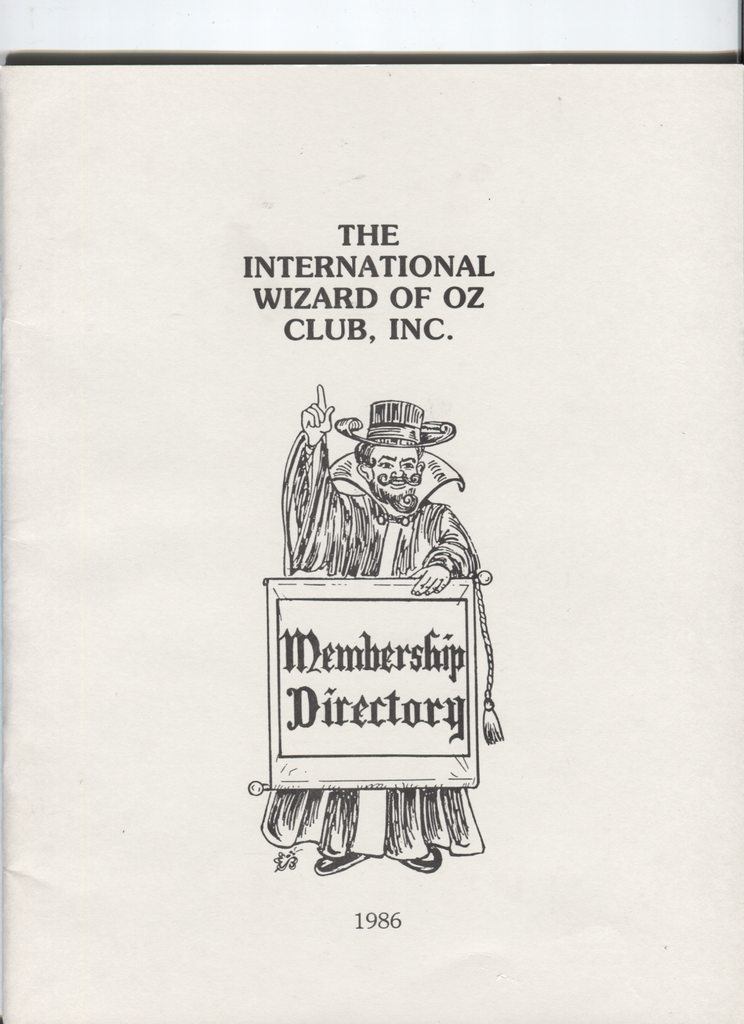 The International Wizard of Oz Club 1986 Membership Directory 070620DBE