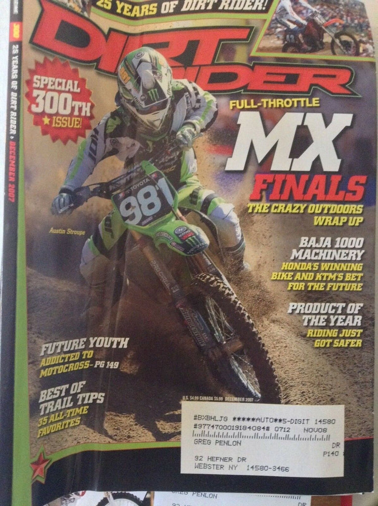 Dirt Rider Magazine MX Finals Baja 1000 Machinery December 2007 121418nonrh