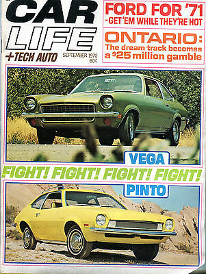 Car Life Magazine September 1970 Vega Pinto EX 060916jhe