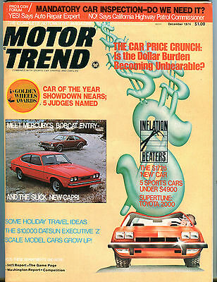Motor Trend Magazine December 1974 Mercury Bobcat Capri EX 060916jhe