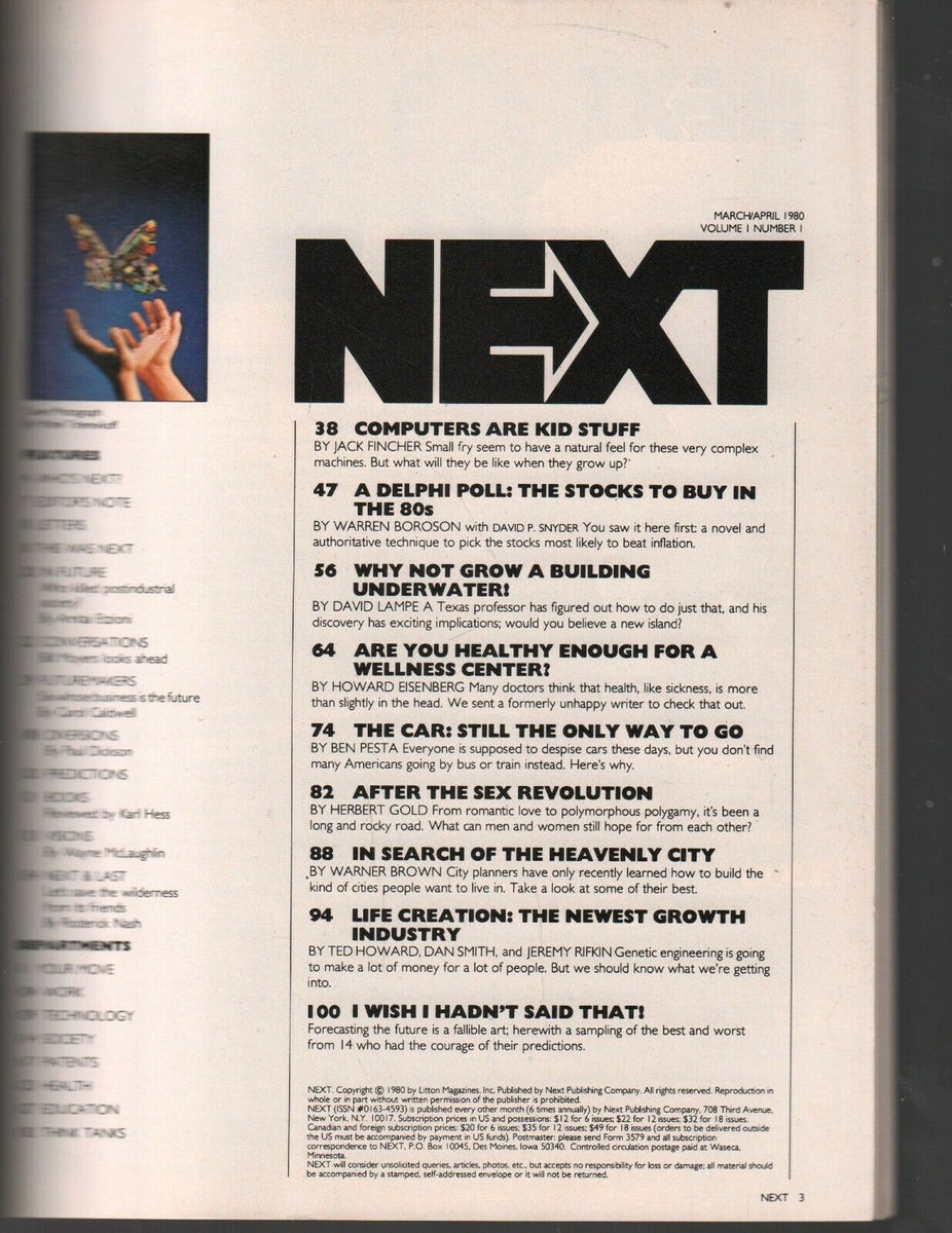 Next Magazine March/April 1980 First Issue Look into the Future Delphi ...