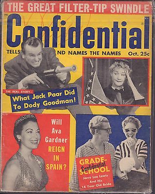 Confidential October 1958 Jack Paar, Jerry Lee Lewis VG 041316DBE
