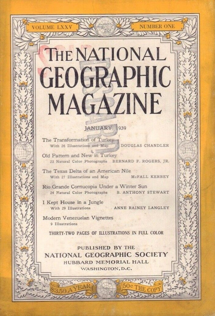 National Geographic January 1939 w/ Vintage Hormel Ad 020817DBE