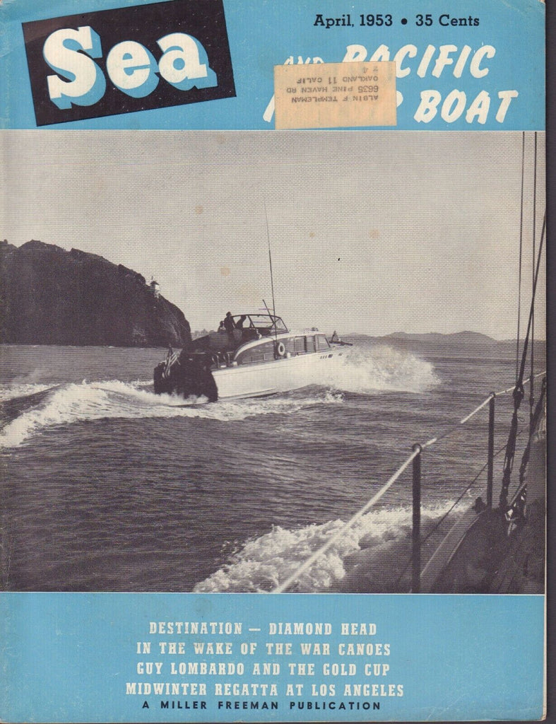 Sea And Pacific Motor Boat April 1953 Destination,Diamond head w/ML 042817nonDBE