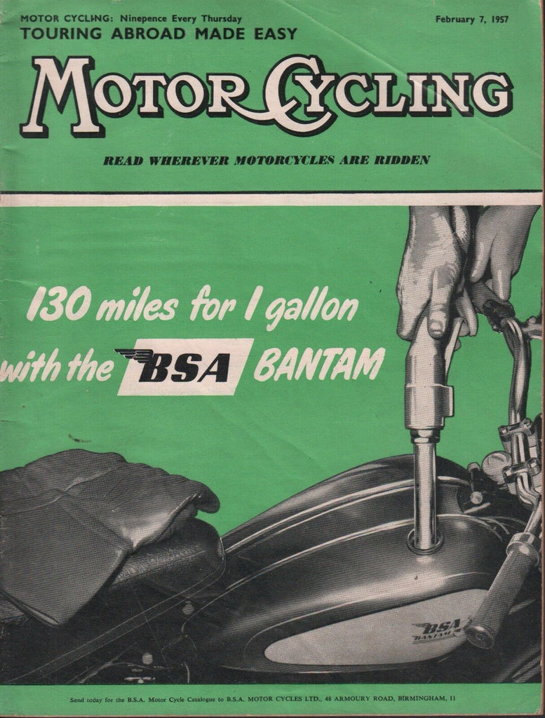 Motor Cycling February 7 1957 BSA Bantam, Touring Abroad Made Easy 071717DBE