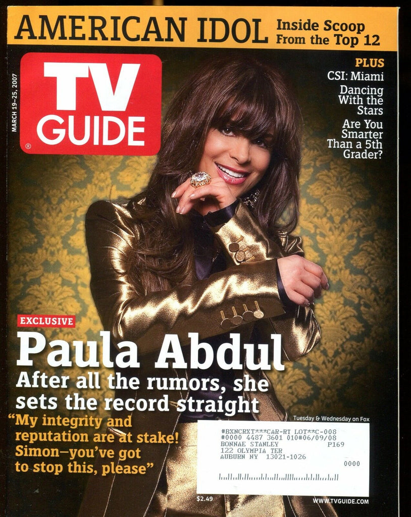 TV Guide Magazine Mar. 19-25 2007 Paula Abdul EX w/ML 022217nonjhe