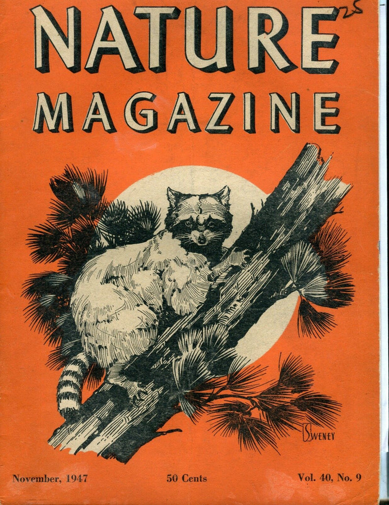 Nature Magazine November 1947 Raccoon EX ML On Back 011617jhe