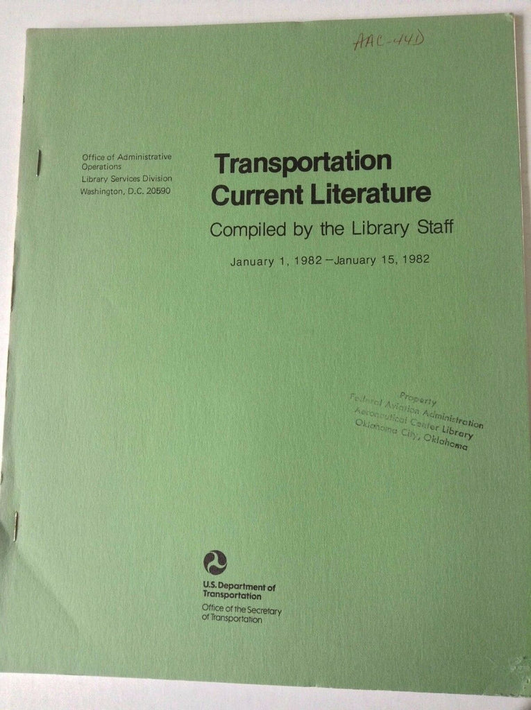 Transportation Current Literature Magazine January 1-15, 1982 FAL 050517nonrh