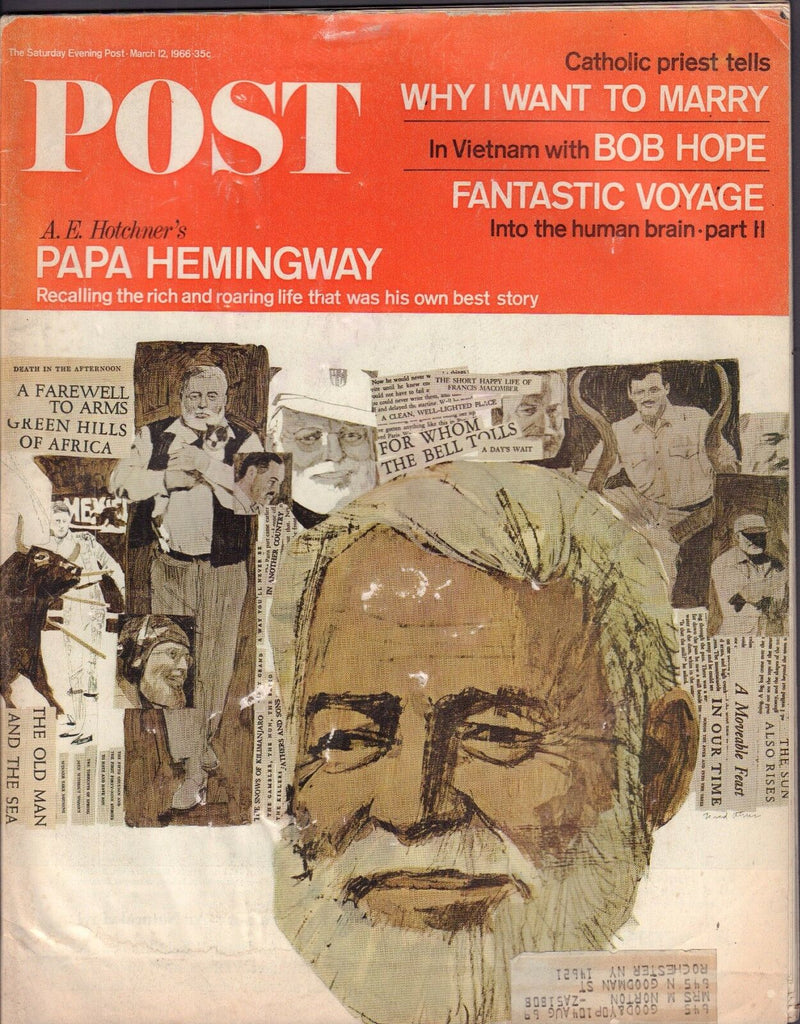 The Saturday Evening Post March 12 1966 Papa Hemingway VG 010217DBE