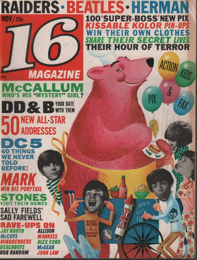 16 Magazine November 1966 The Beatles The Rolling Stones Sally Fields 100219AME