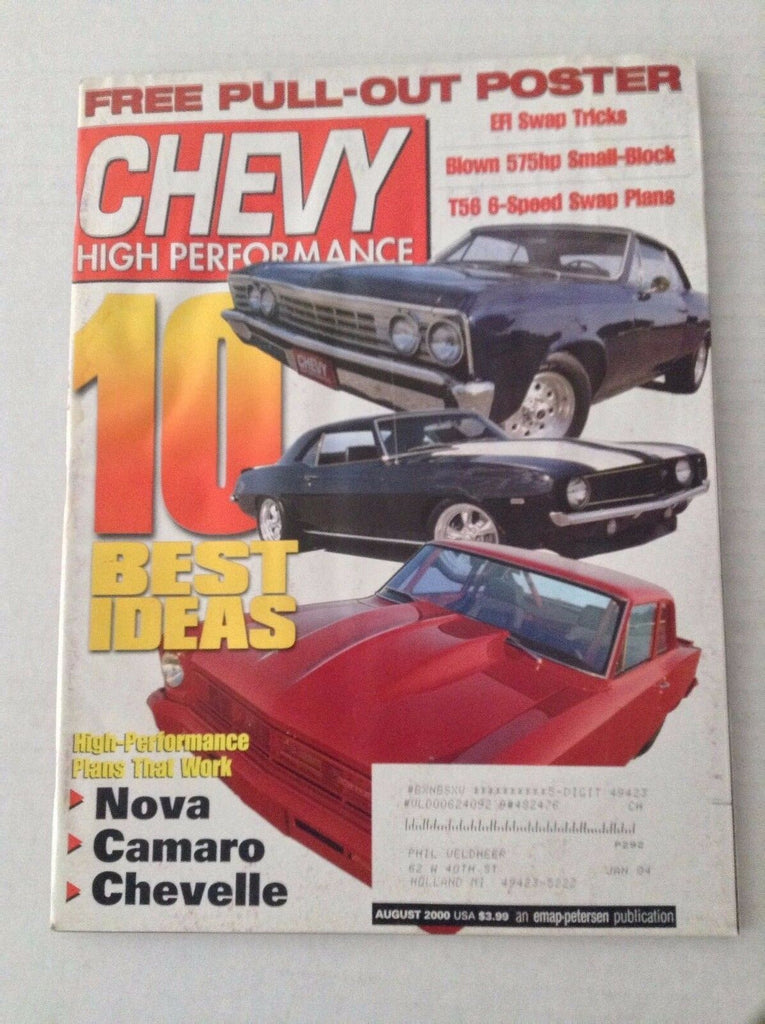 Chevy High Performance Magazine Nova Camaro Chevelle August 2000 030317NONRH