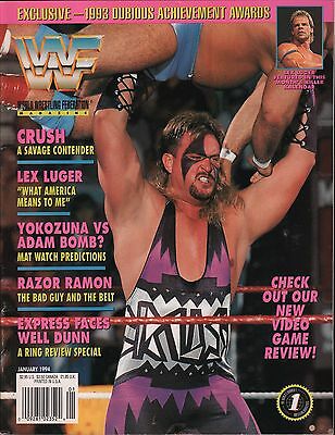 WWF Magazine January 1994 Lex Luger, Crush, Yokozuna EX 121015DBE