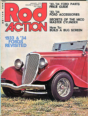 Rod Action Magazine January 1976 1933 & '34 Fords Revisited EX 081716jhe