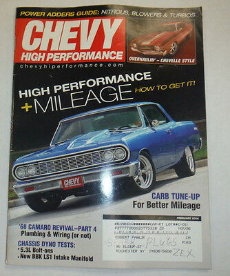 Chevy High Performance Magazine Carb Tune Up February 2006 020615R