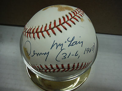 Denny McLain OLB Autographed MLB Baseball with case & COA