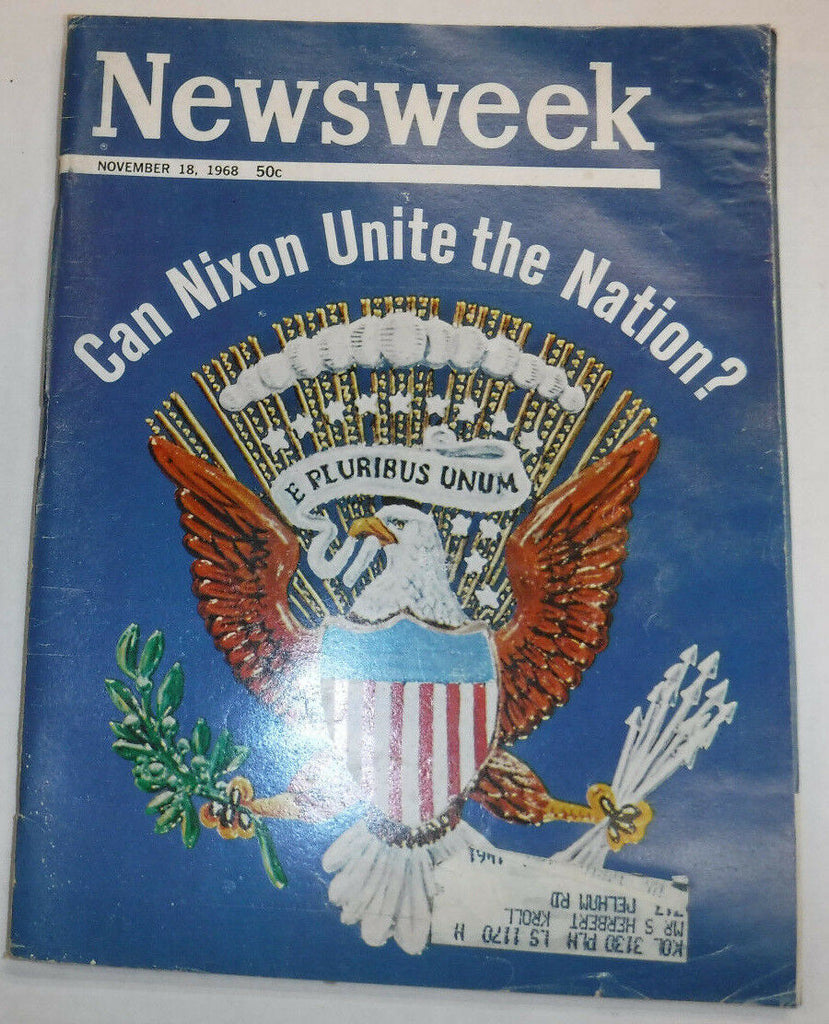Newsweek Magazine Richard Nixon Unite The Nation November 1968 VINTAGE 093016R