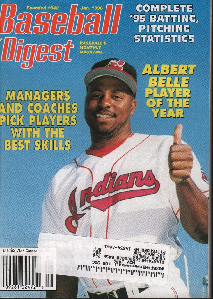 Baseball Digest January 1996 Albert Belle Cleveland Indians 101618ame
