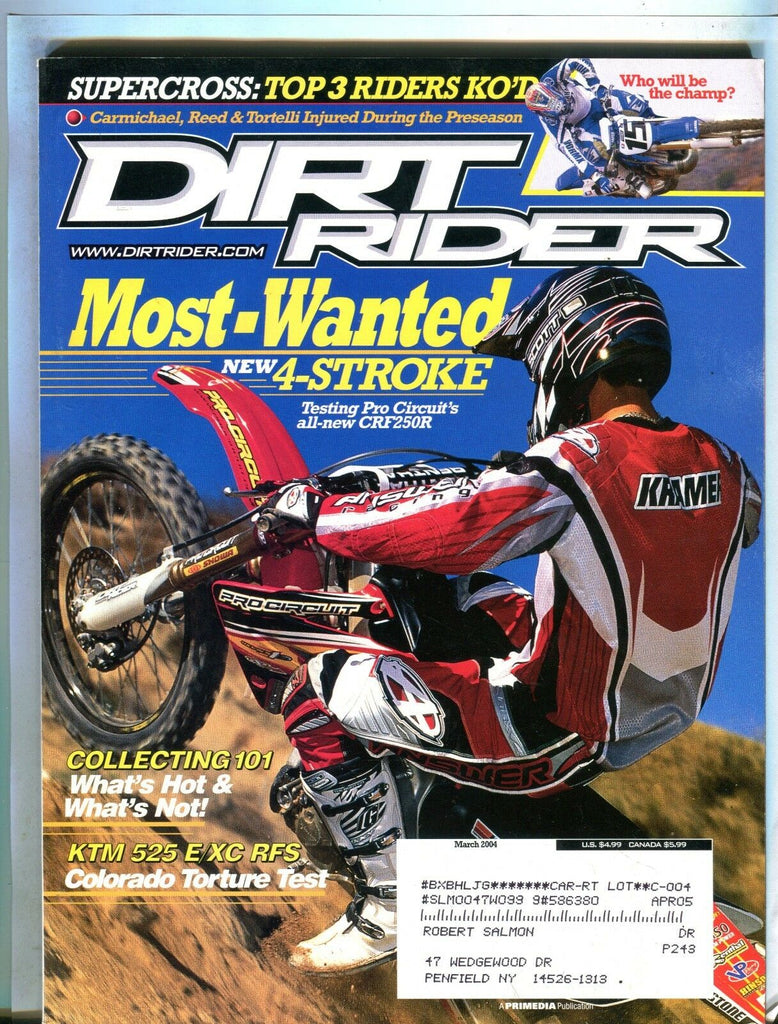 Dirt Rider Magazine March 2004 Pro Circuit CRF250R EX w/ML 102416jhe