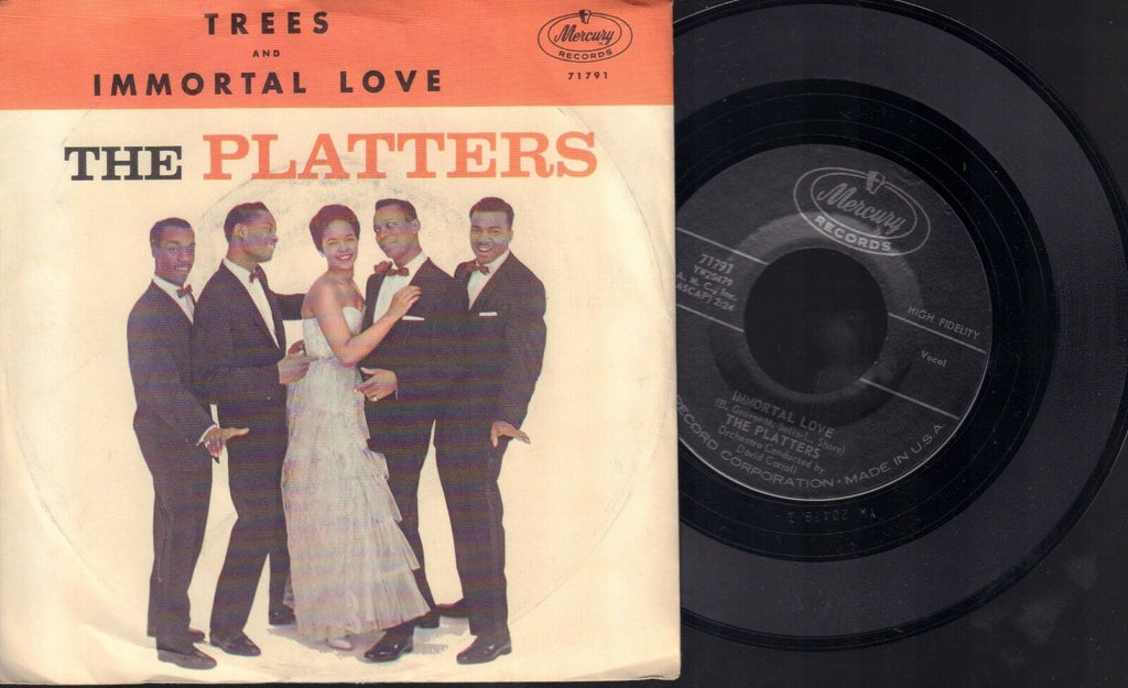 The Platters Trees & Immortal Love Mercury Records 71791 45 RPM Vinyl 45AME