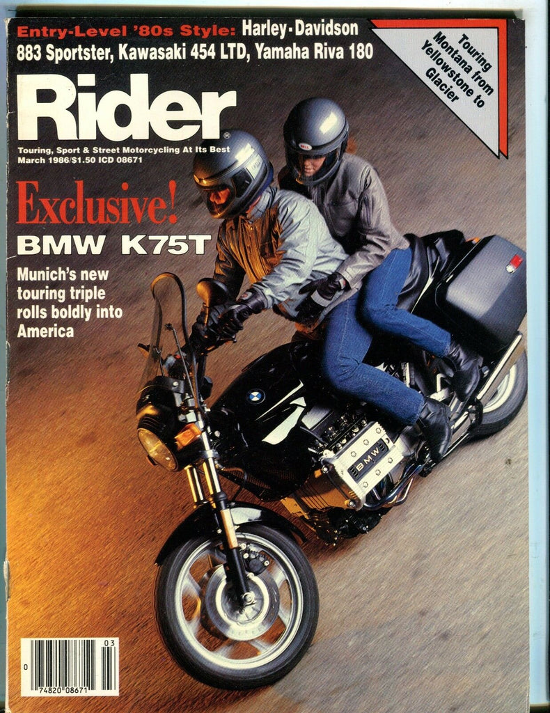 Rider Magazine March 1986 BMW K75T EX No ML 051017nonjhe