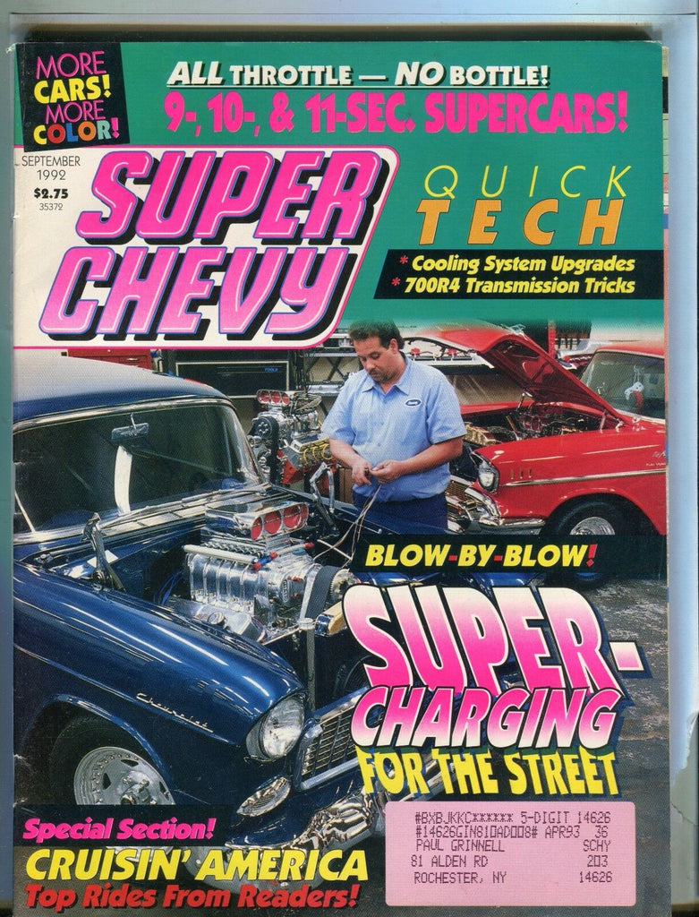 Super Chevy Magazine September 1992 Super-Charging EX w/ML 031617nonjhe