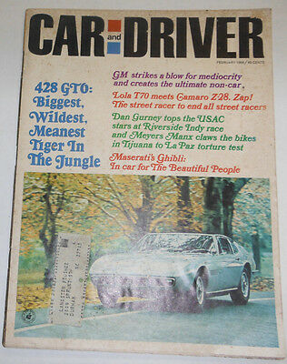 Car And Driver Magazine 428 GTO & GM Strikes A Blow February 1968 090414R