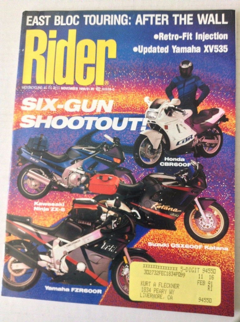 Rider Magazine Kawasaki Ninja ZX-6 Yamaha FZR600R November 1990 051117nonrh