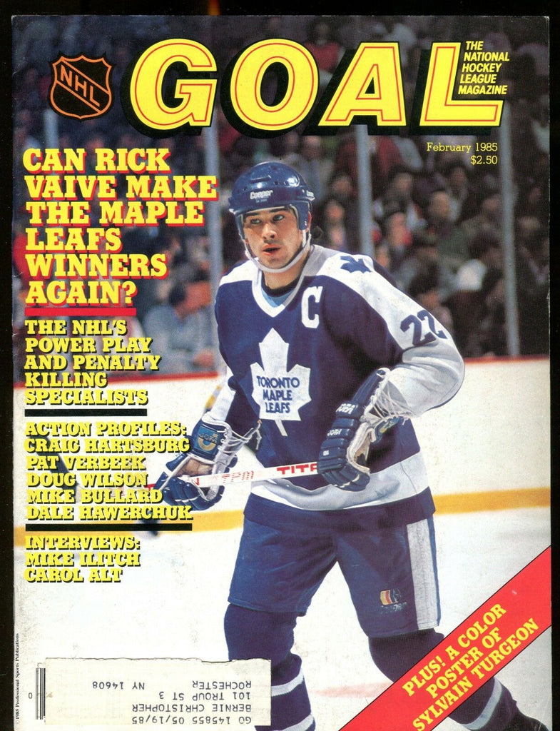 NHL Goal Magazine February 1985 Rick Vaive EX w/ML 012717jhe