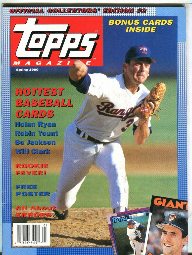 Topps Magazine Spring 1990 Nolan Ryan w/Mint Cards EX 042417nonjhe