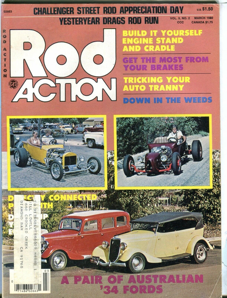 Rod Action Magazine March 1980 '34 Fords EX w/ML 031317nonjhe