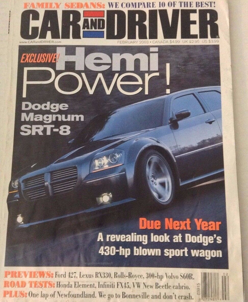 Car And Driver Magazine Dodge Magnum SRT-8 February 2003 080317nonrh