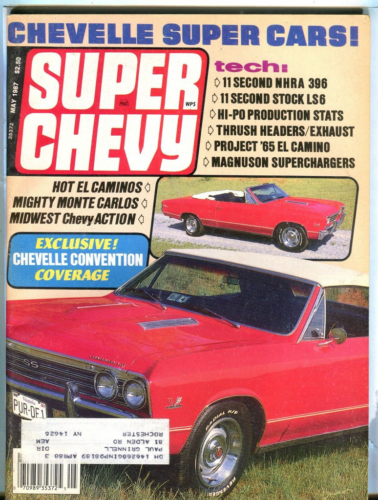 Super Chevy Magazine May 1987 Chevelle Super Cars EX w/ML 031717nonjhe
